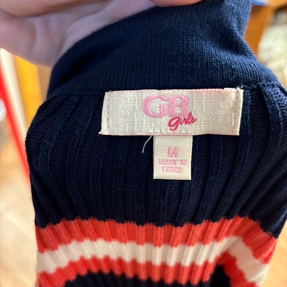 Y2K Women’s multi-color striped mock neck long sleeve ribbed top size M - Picture 6 of 7